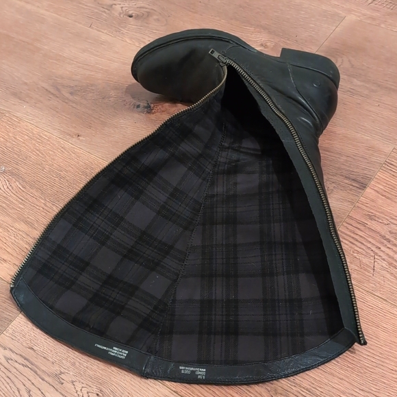 Born black leather tall 17" riding boots asymmetrical zipper soft goth - Picture 7 of 9